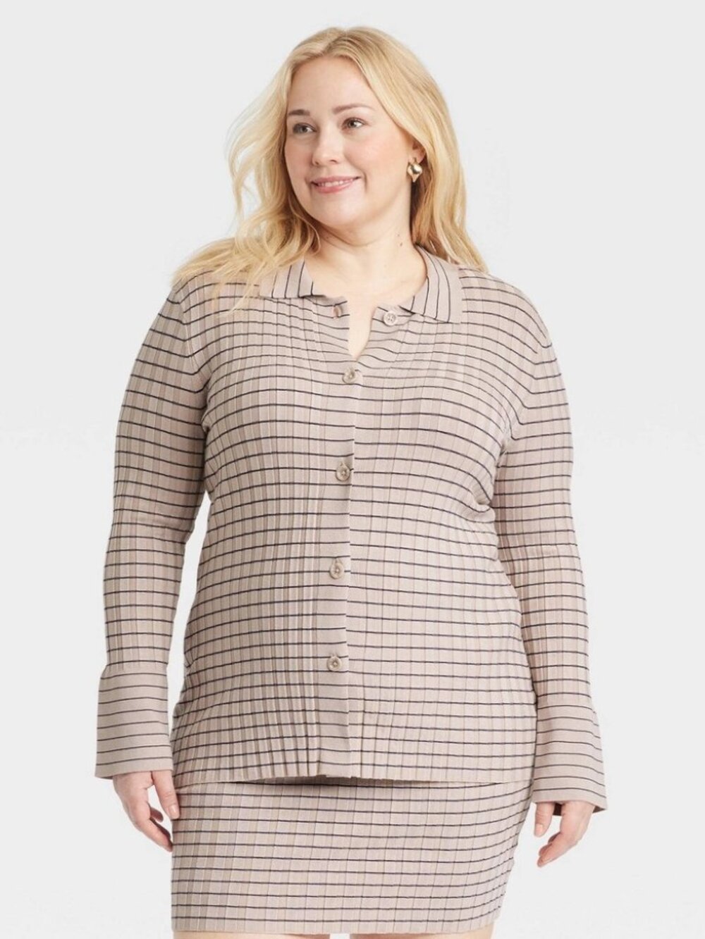 A New Day Navy Blue Striped Button-Down Cardigan Size XXL  NEW Sealed